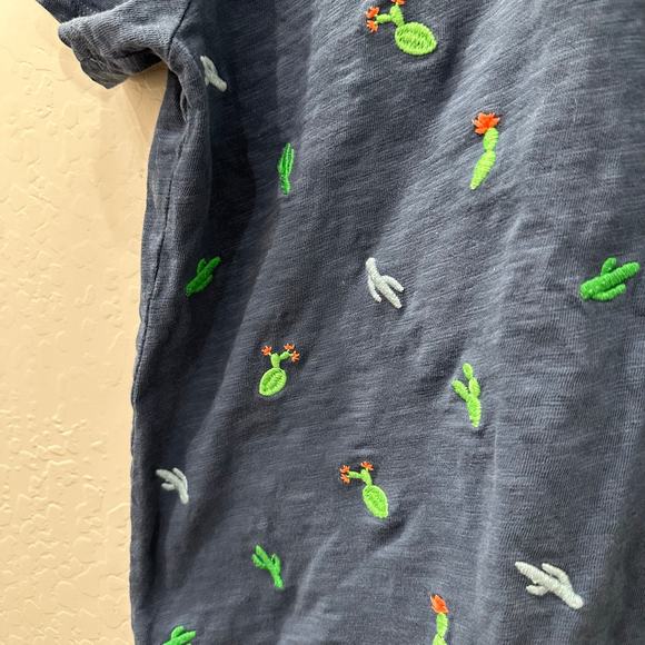 Mini Boden Navy Embroidered Cactus Collared Shirt - Picture 4 of 7